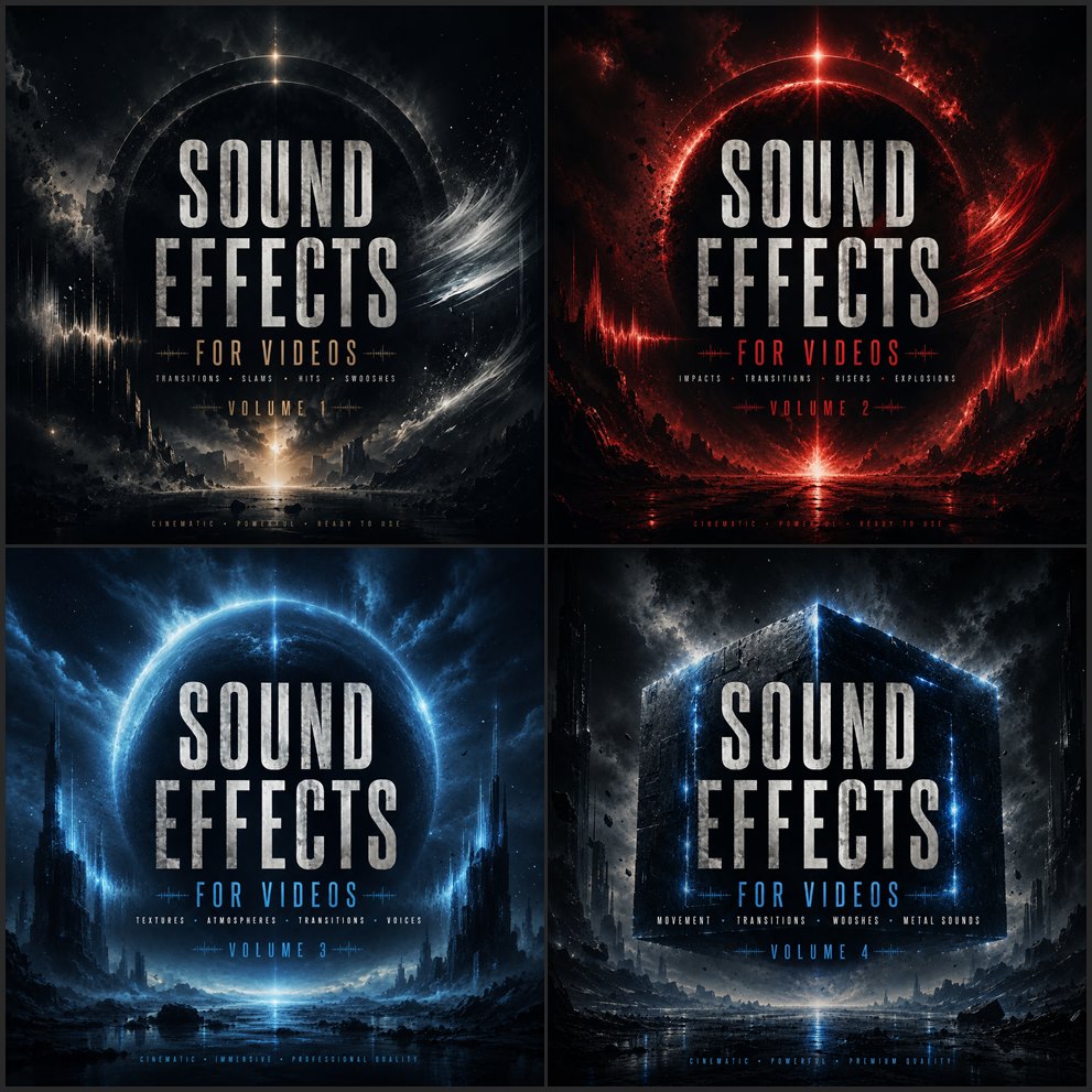 Sound Effects FX For Video Editing Bundle Volumes 1-4