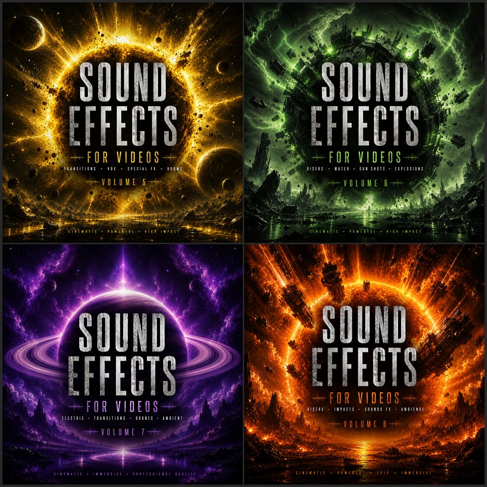 Sound Effects FX For Video Editing Bundle Volumes 5-8